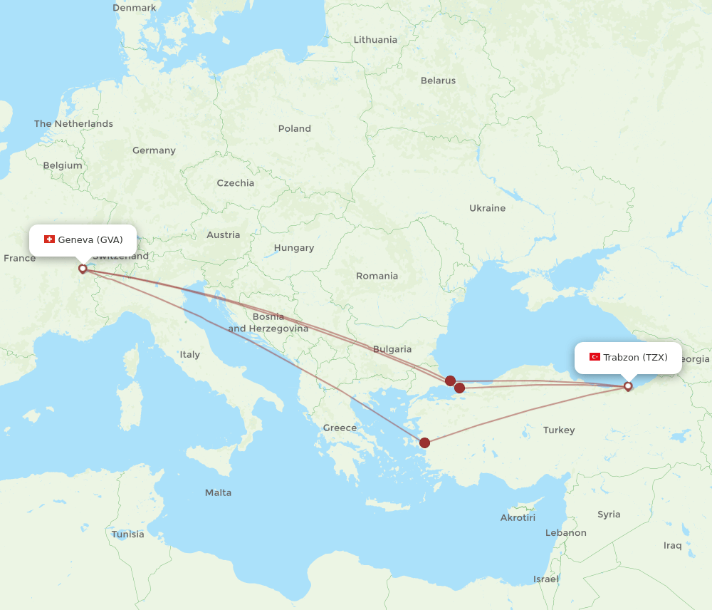 GVA-TZX flight routes