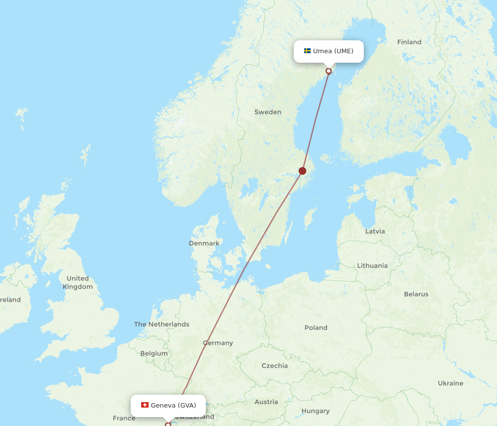 GVA-UME flight routes