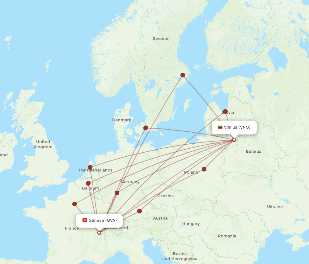 GVA-VNO flight routes