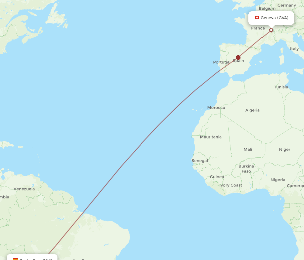 GVA to VVI flights and routes map
