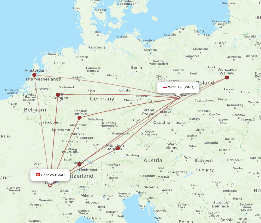 GVA-WRO flight routes