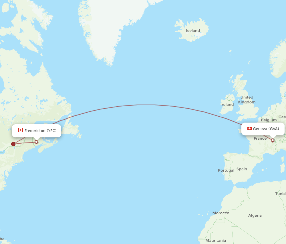 GVA to YFC flights and routes map