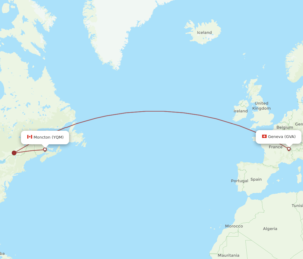 GVA to YQM flights and routes map