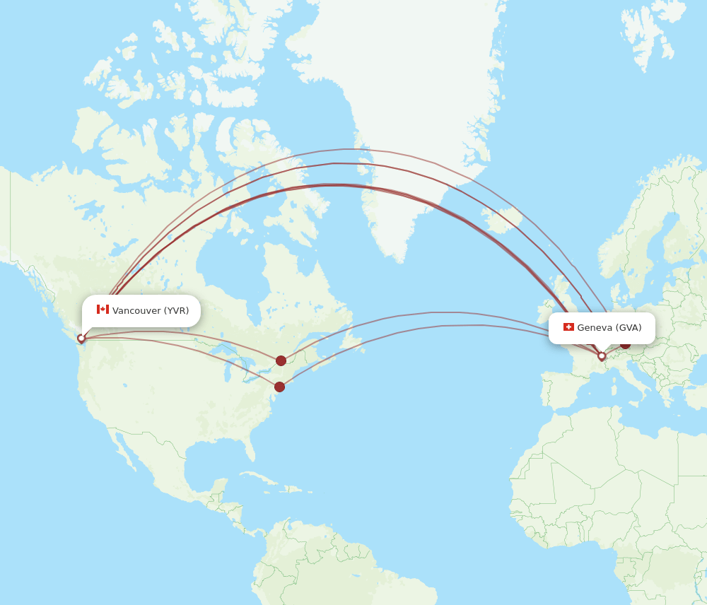 GVA-YVR flight routes