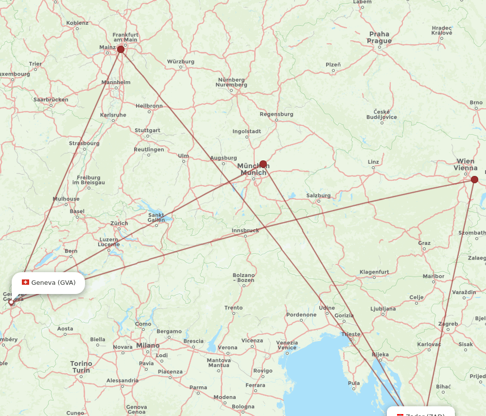 GVA-ZAD flight routes