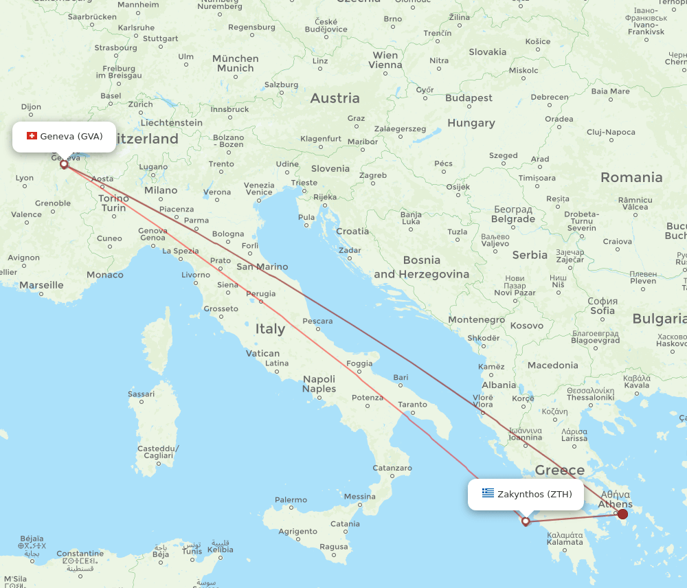 GVA-ZTH flight routes
