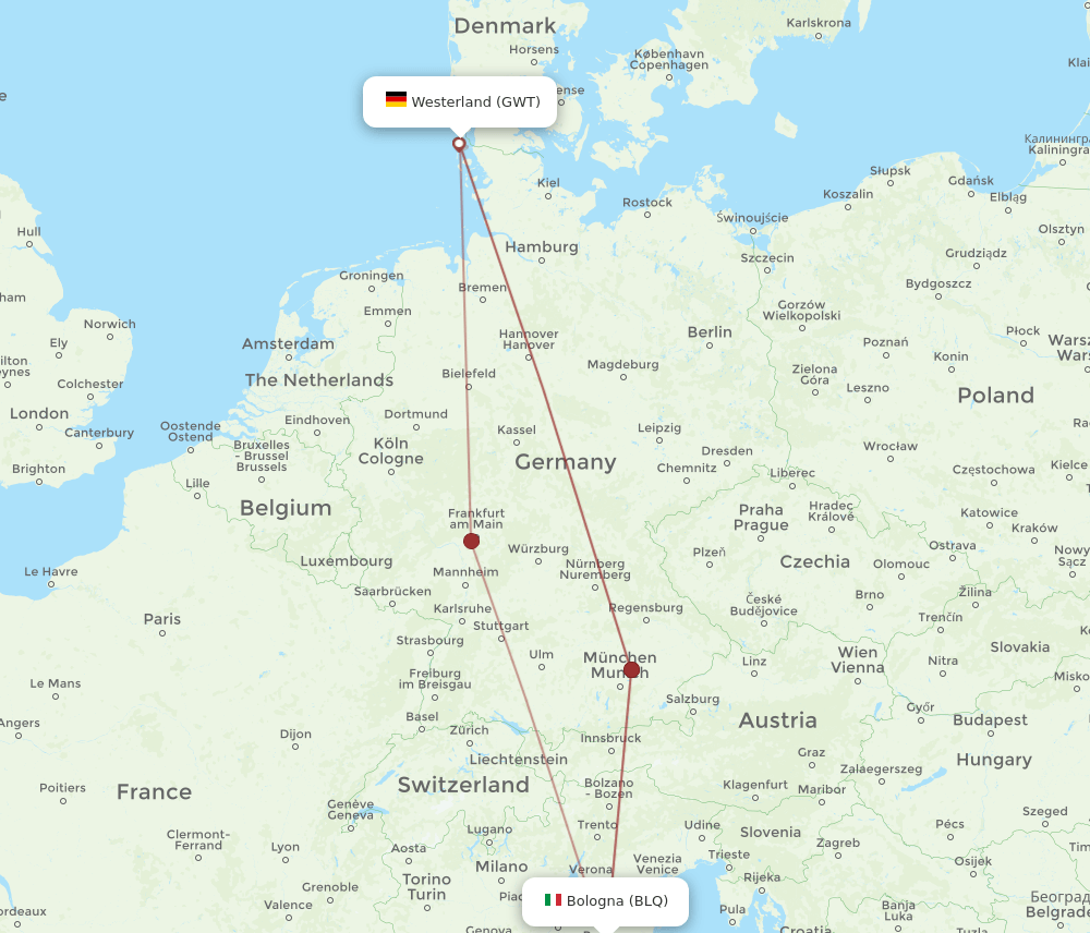 GWT-BLQ flight routes