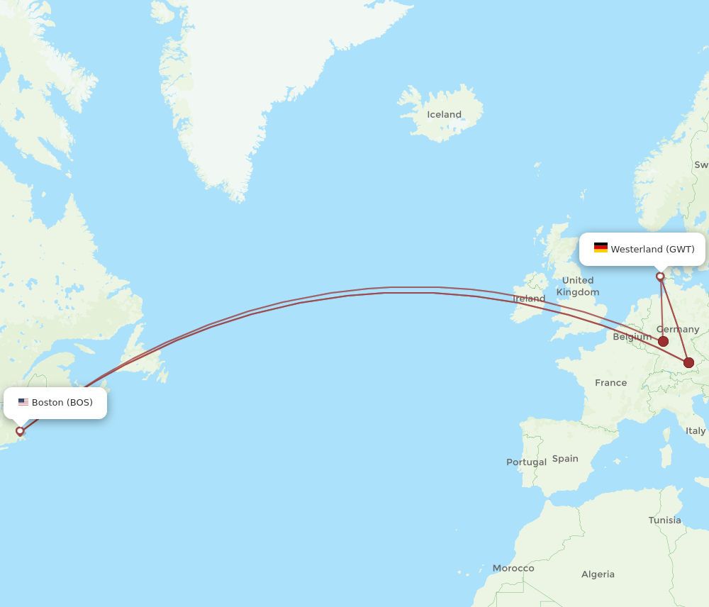 GWT-BOS flight routes