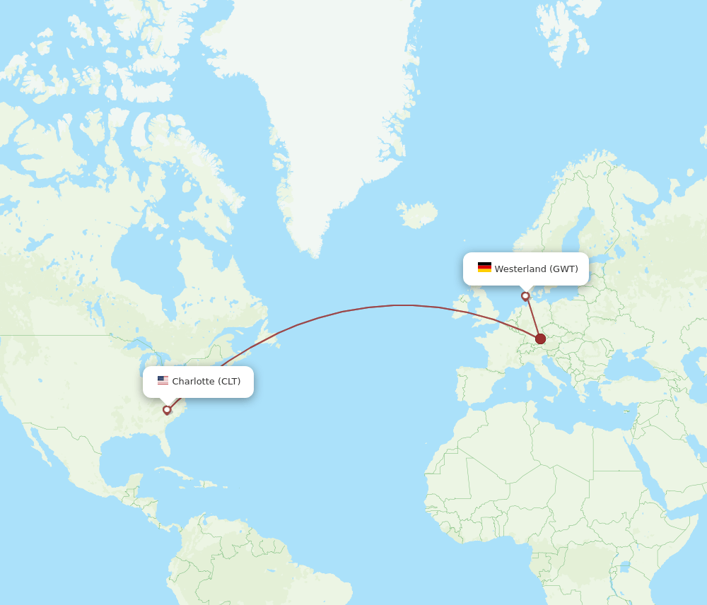 GWT-CLT flight routes