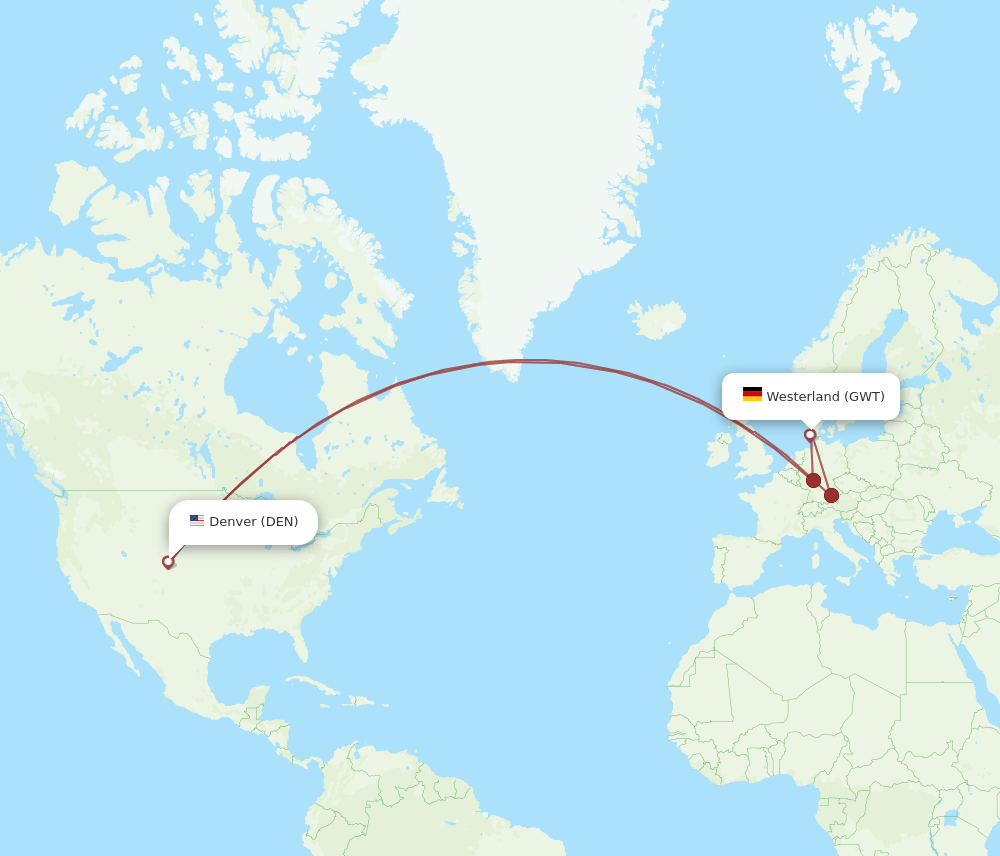 GWT-DEN flight routes
