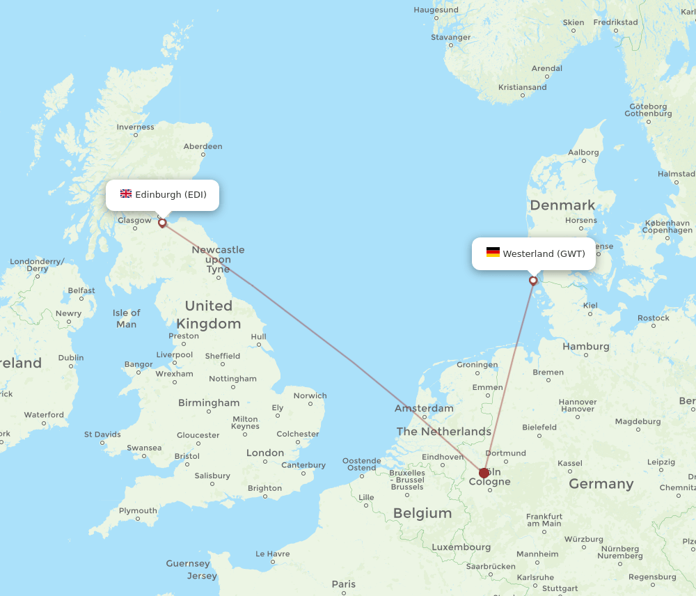 GWT to EDI flights and routes map
