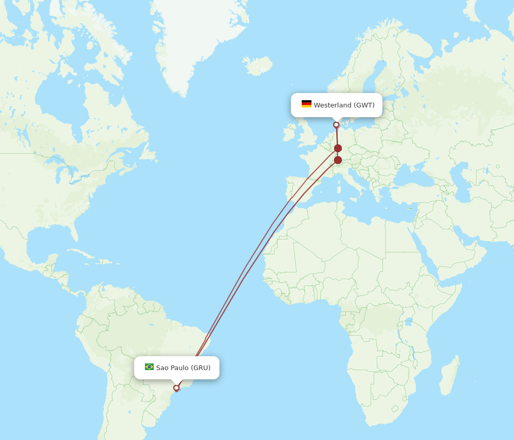 GWT-GRU flight routes