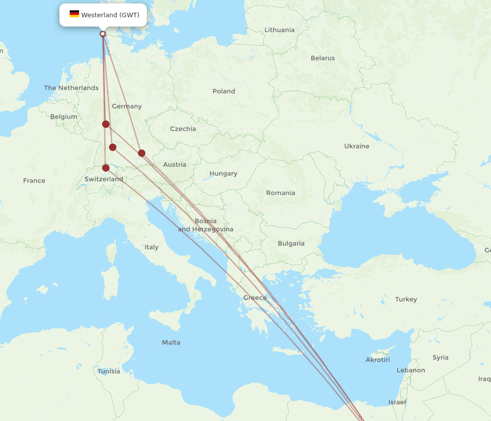 GWT to HRG flights and routes map