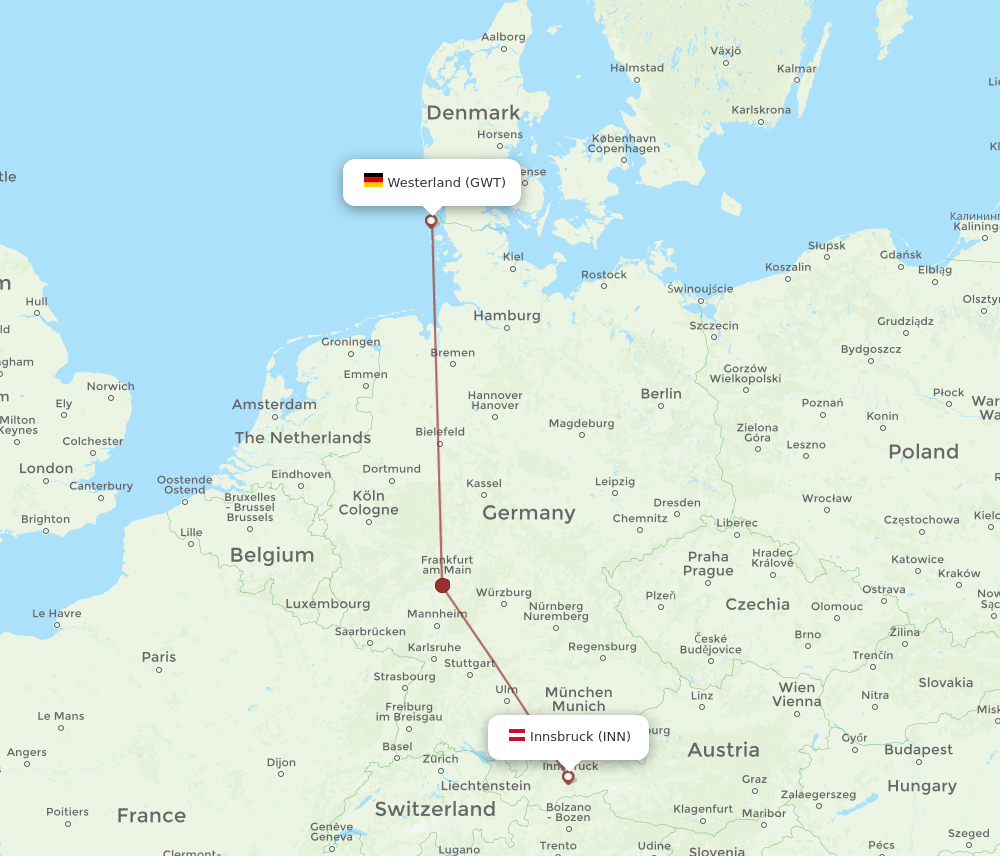 GWT to INN flights and routes map