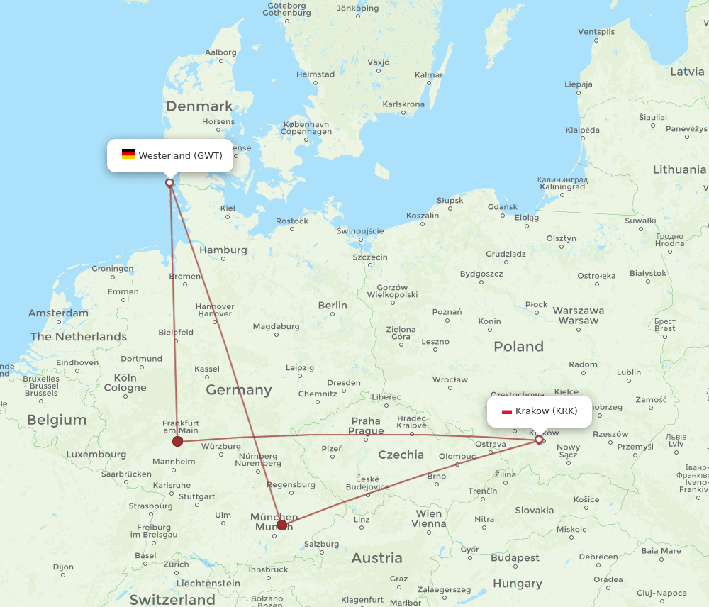 GWT-KRK flight routes