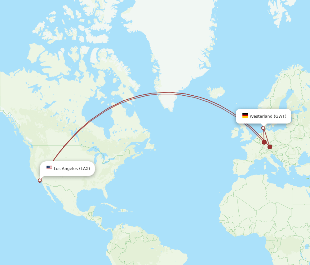 GWT-LAX flight routes