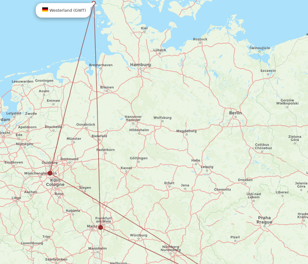 GWT-LNZ flight routes