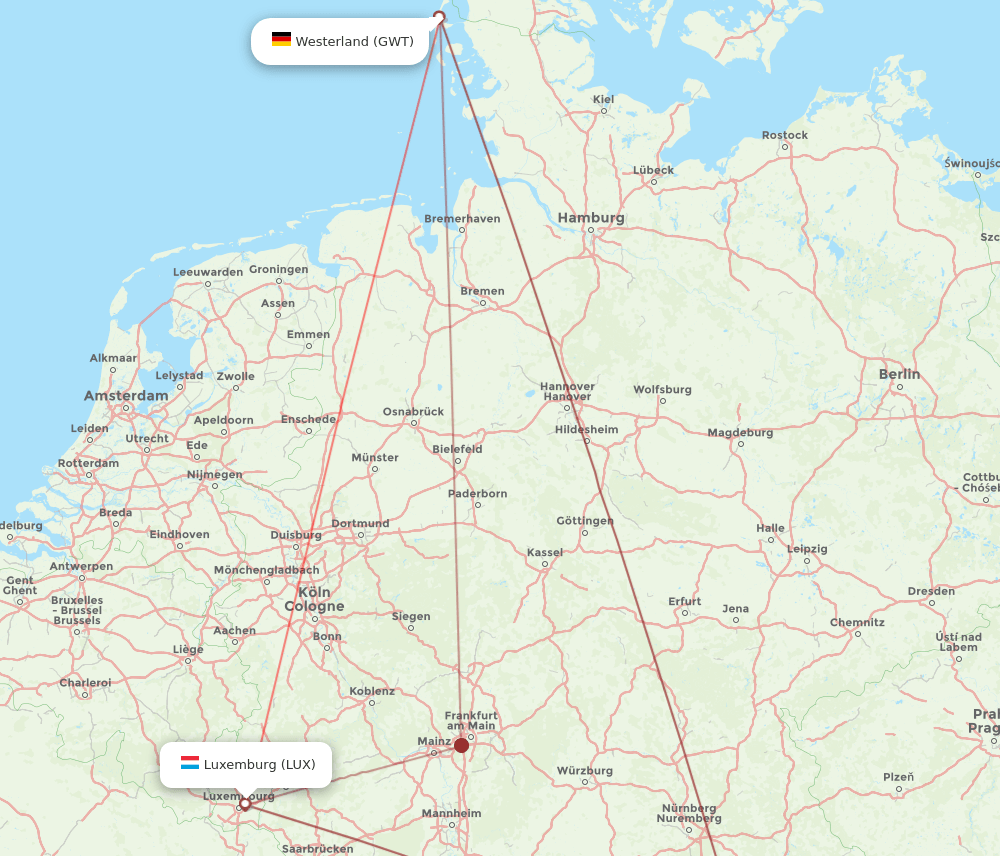 GWT-LUX flight routes