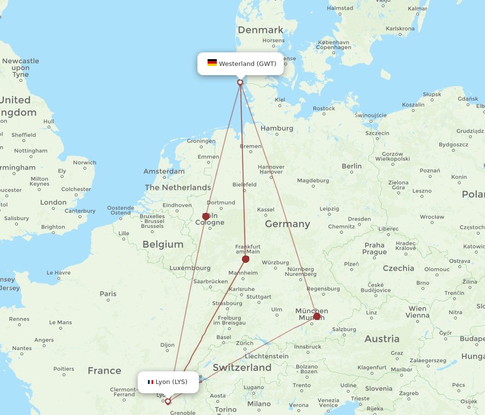 GWT-LYS flight routes