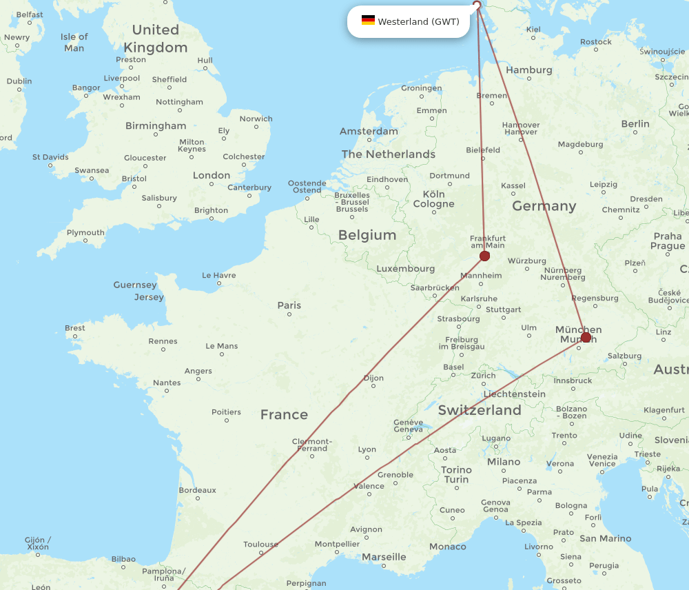 GWT-MAD flight routes
