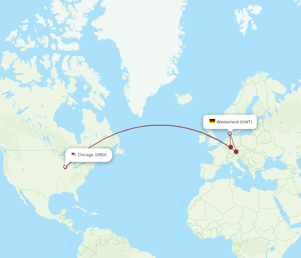 GWT-ORD flight routes