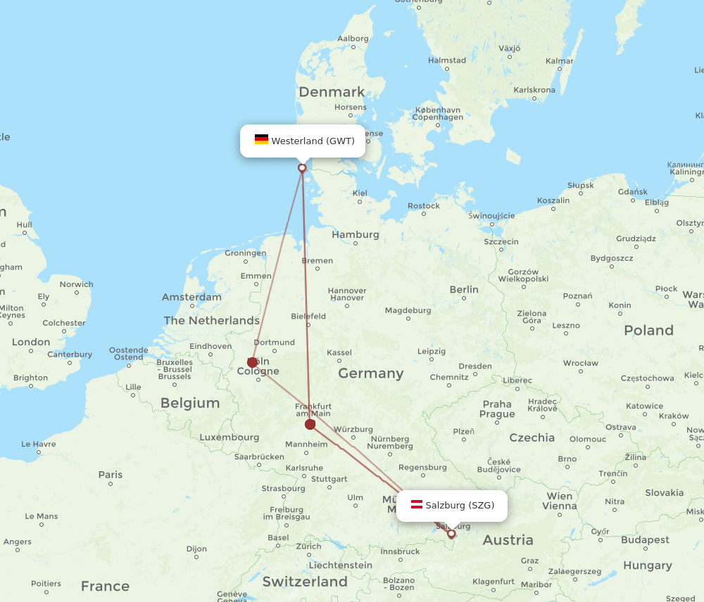 GWT-SZG flight routes
