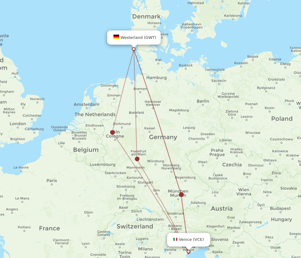 GWT-VCE flight routes