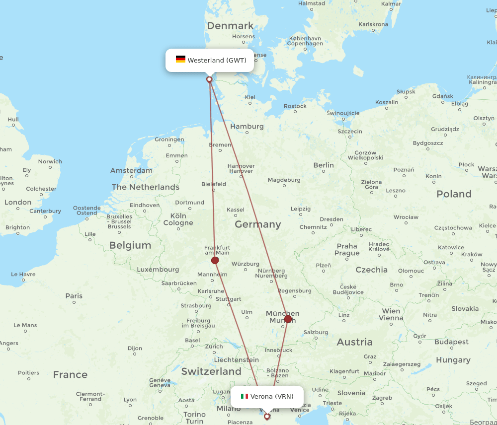 GWT-VRN flight routes