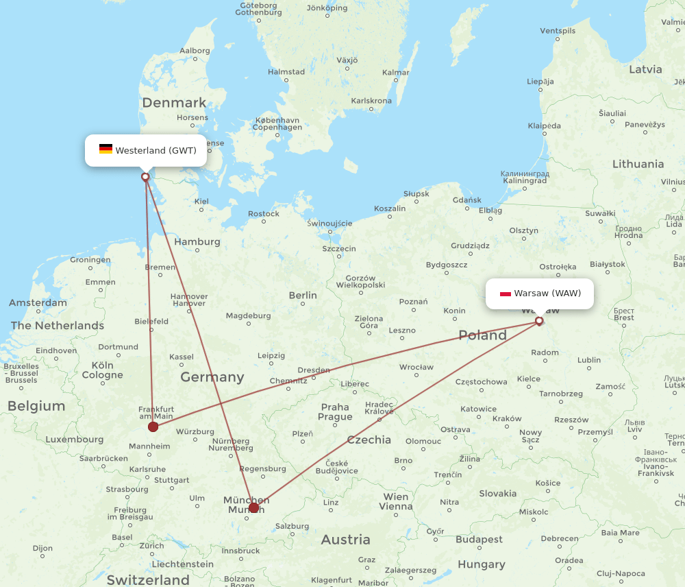 GWT-WAW flight routes