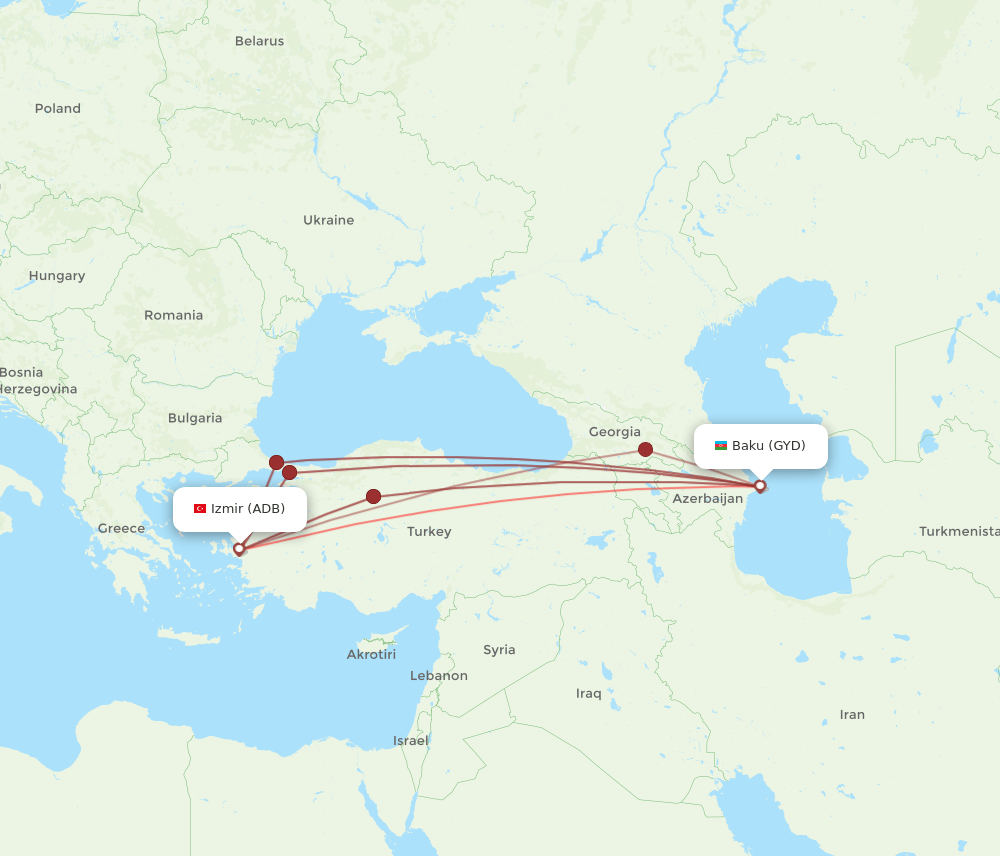 GYD to ADB flights and routes map