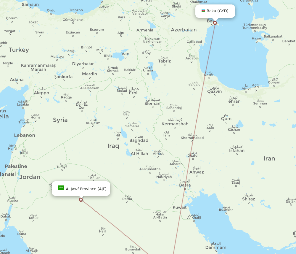 GYD-AJF flight routes