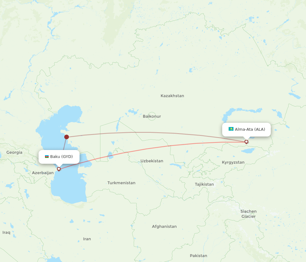 GYD-ALA flight routes