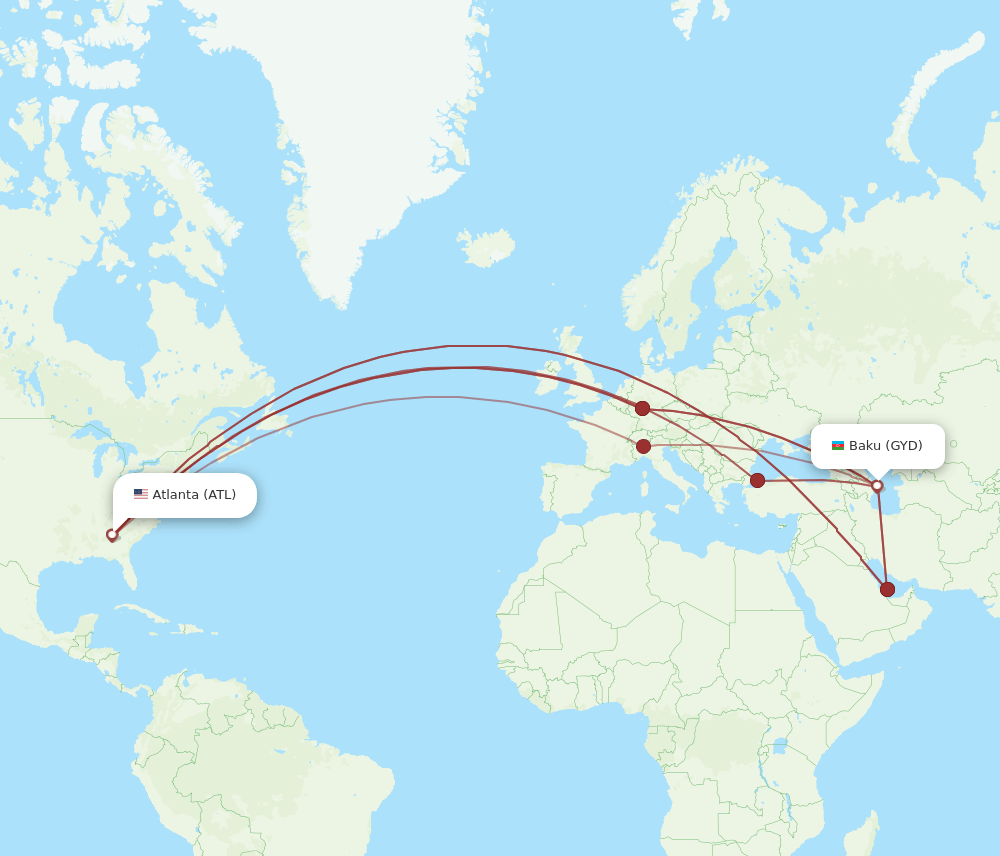 GYD-ATL flight routes