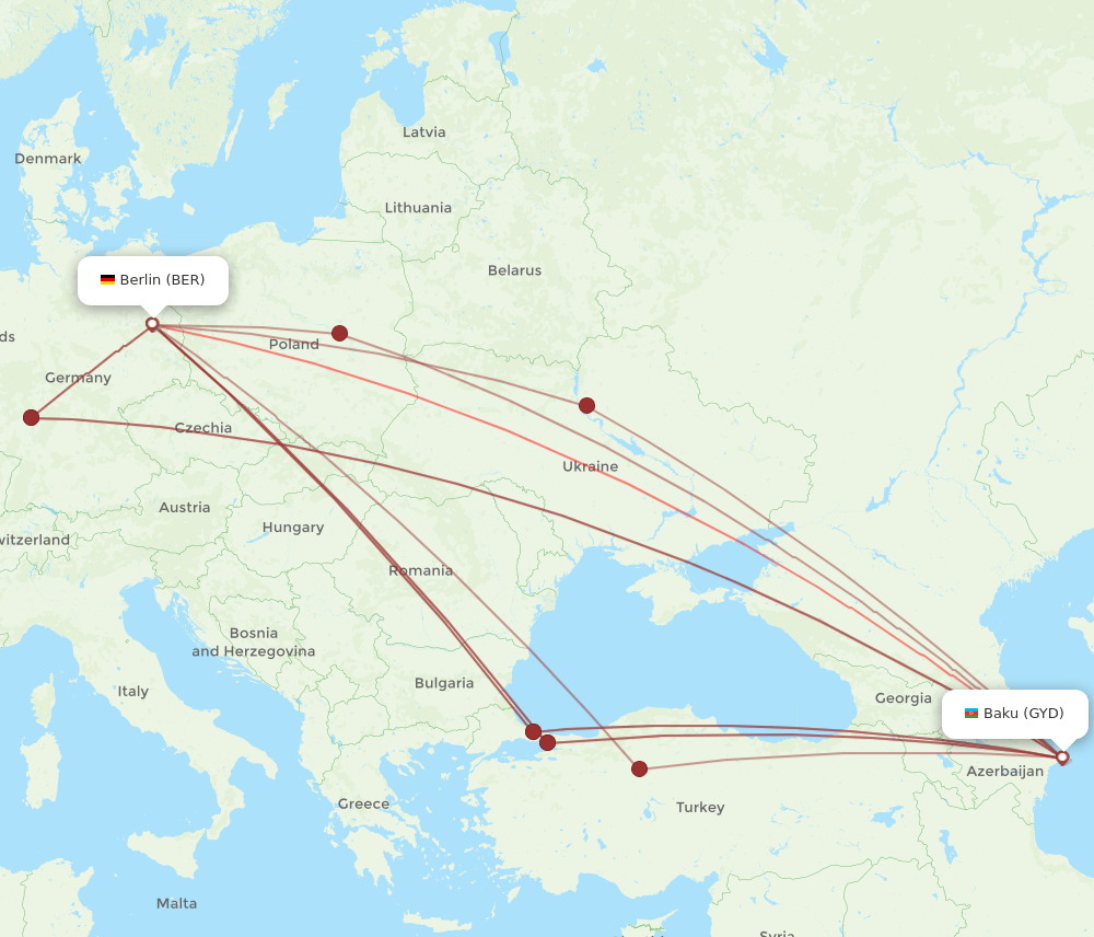GYD-BER flight routes