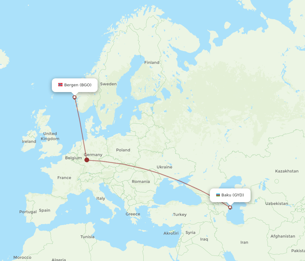GYD-BGO flight routes