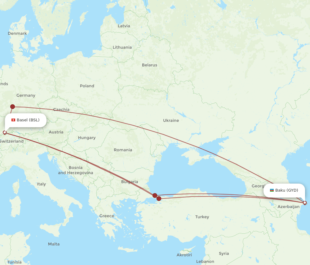 GYD-BSL flight routes