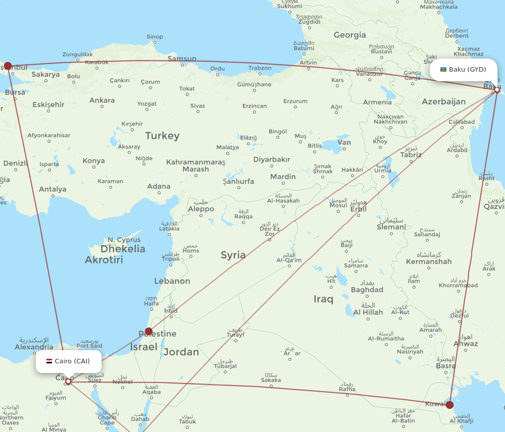 GYD-CAI flight routes
