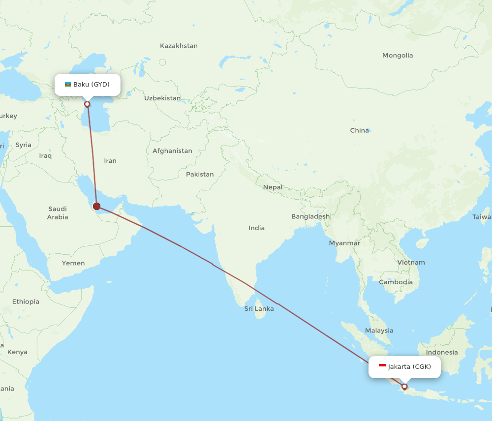 GYD-CGK flight routes