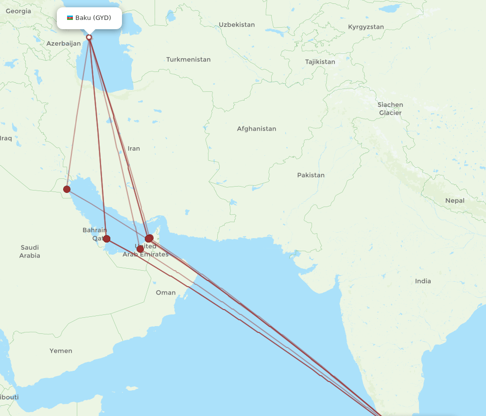 GYD-CMB flight routes