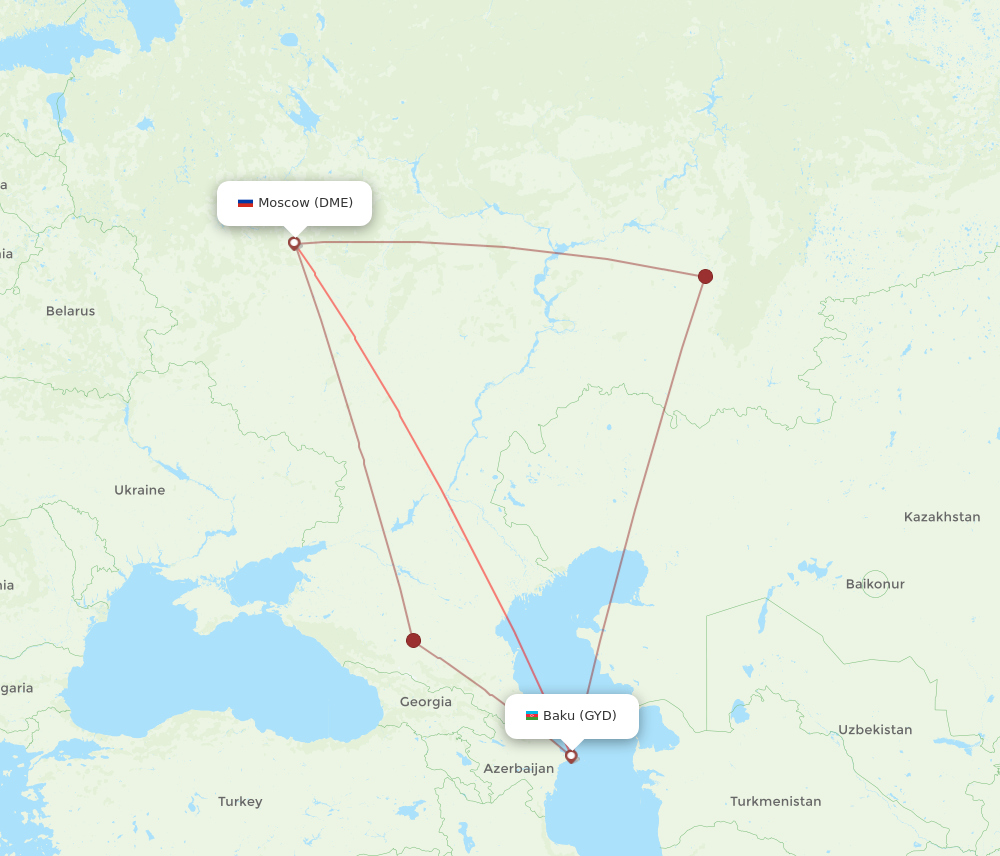 GYD to DME flights and routes map