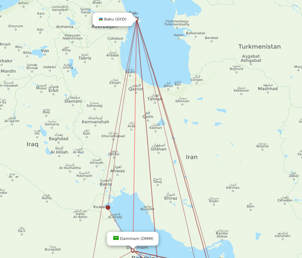 GYD-DMM flight routes