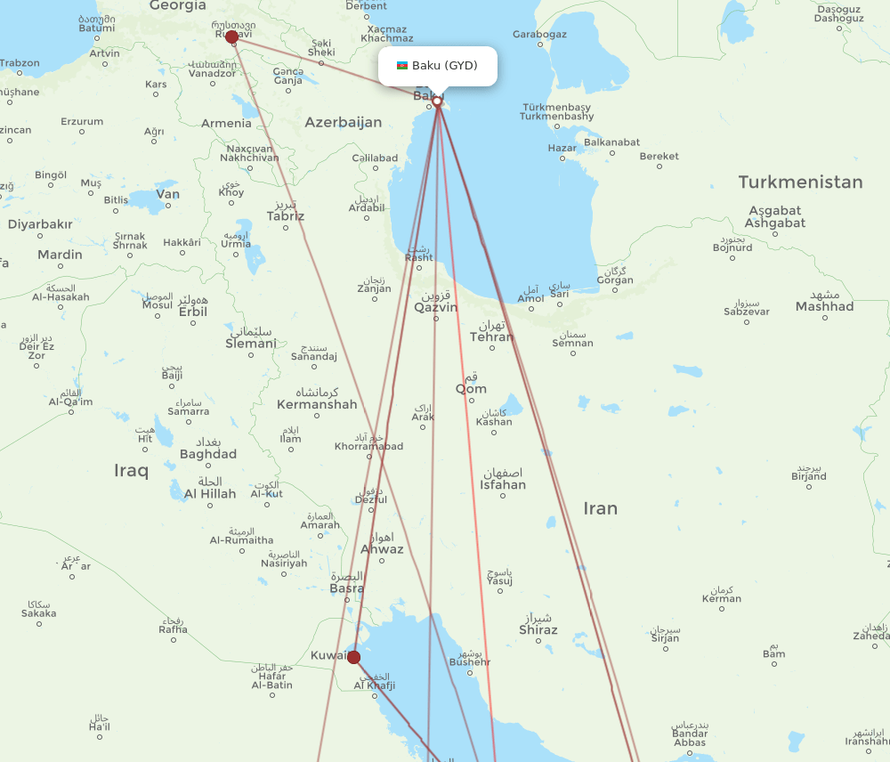 GYD-DOH flight routes