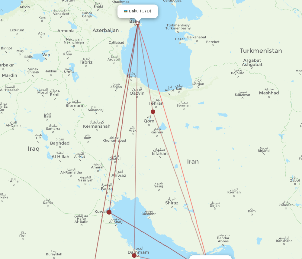 GYD-DXB flight routes