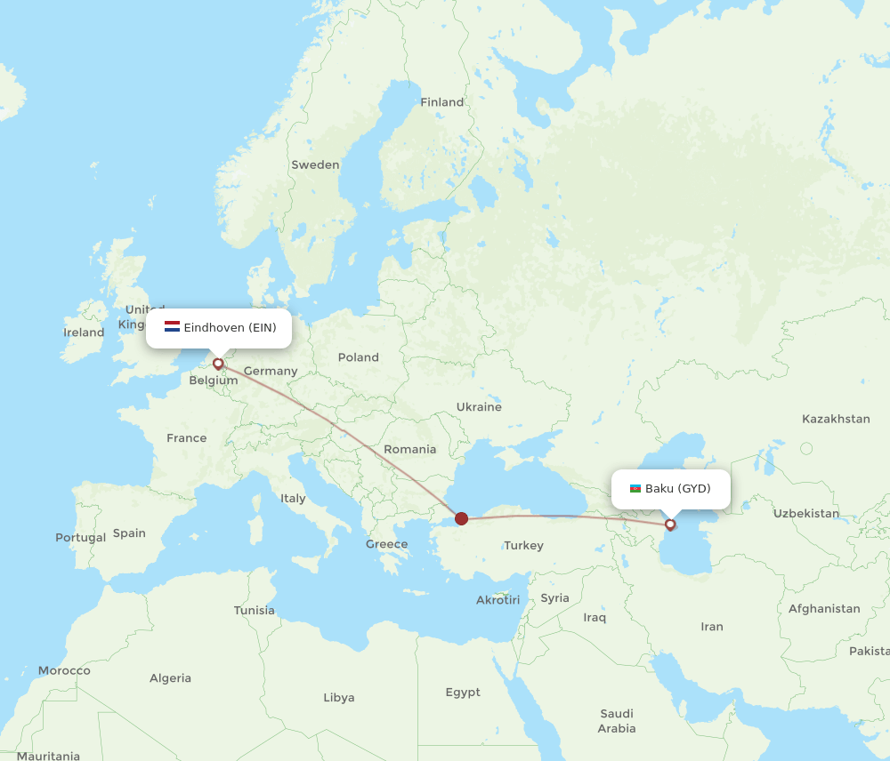 EIN to GYD flights and routes map
