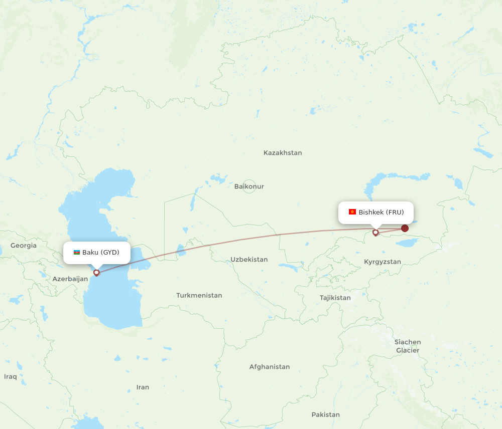 GYD to FRU flights and routes map