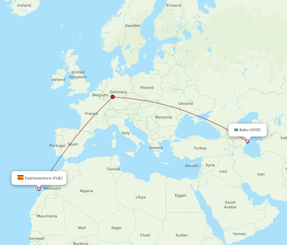 GYD-FUE flight routes