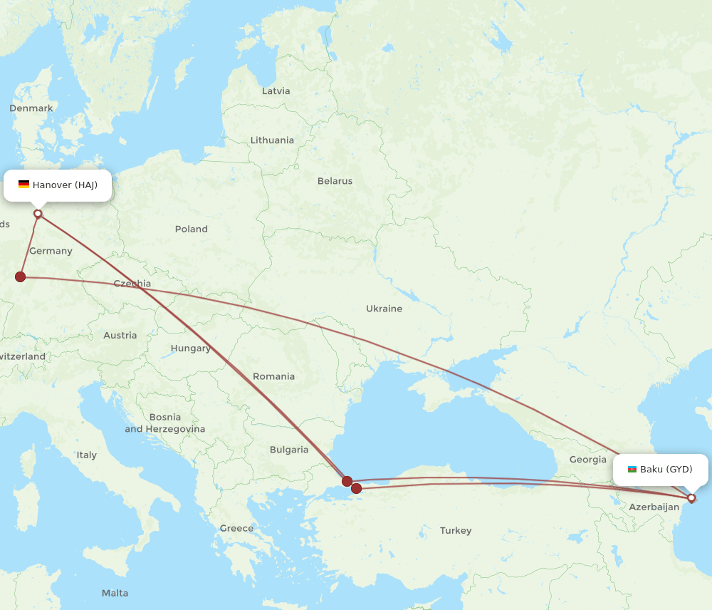 GYD-HAJ flight routes