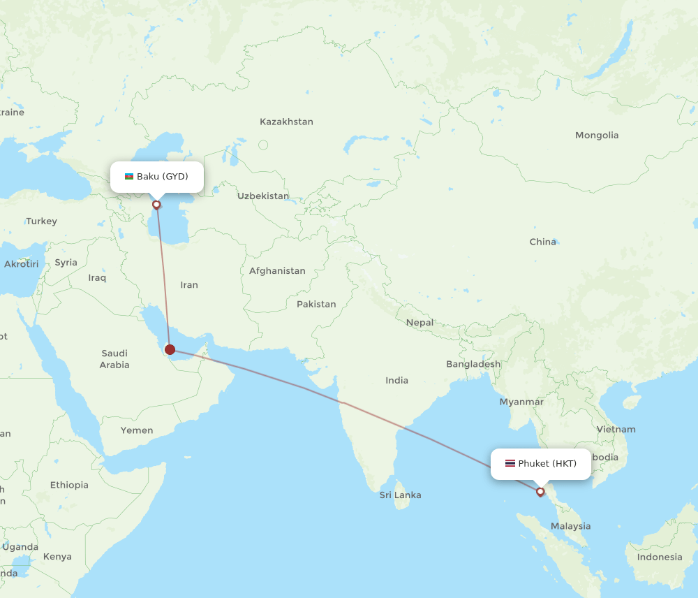 GYD-HKT flight routes