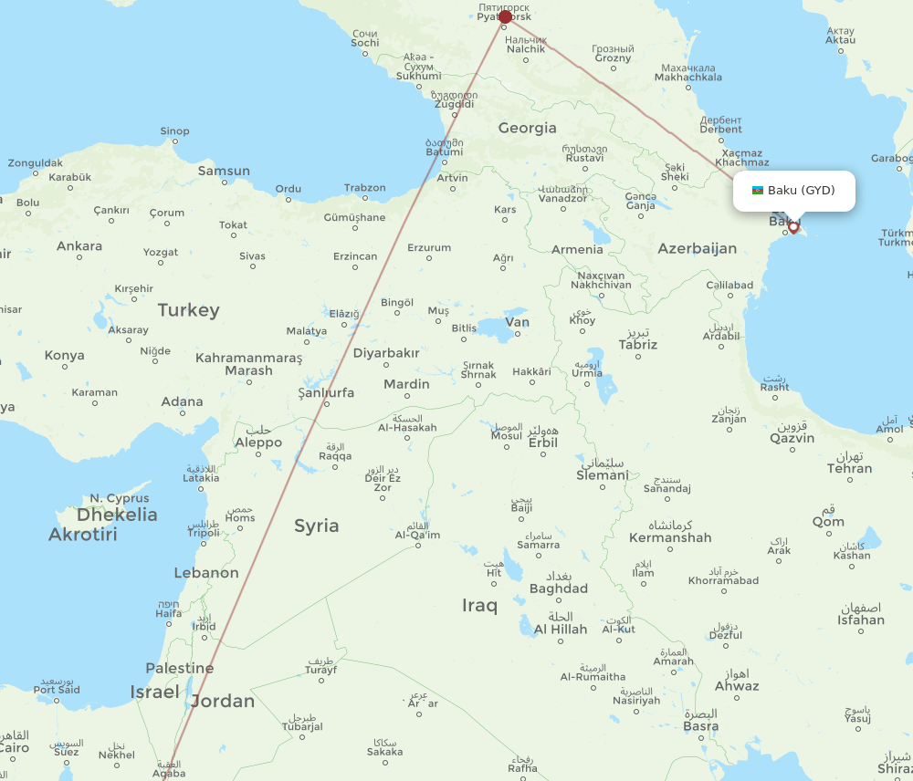 GYD-HRG flight routes
