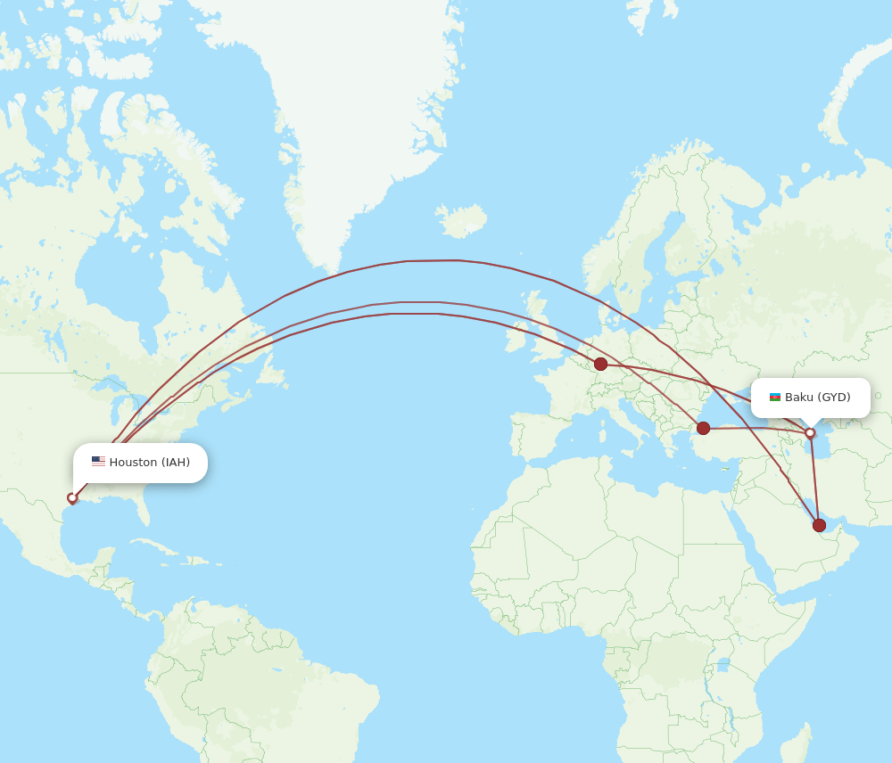 GYD-IAH flight routes